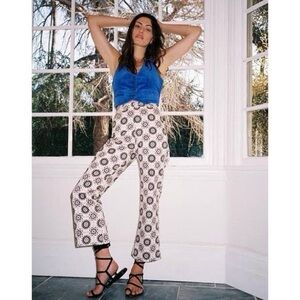 Rollas X Phoebe Tonkin Revolve NWT Plaza Bootcut Crop Floral Cream Pants XS